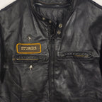 Taurus by Drospo Black Leather Moto Jacket – Sturgis & Harley Patches