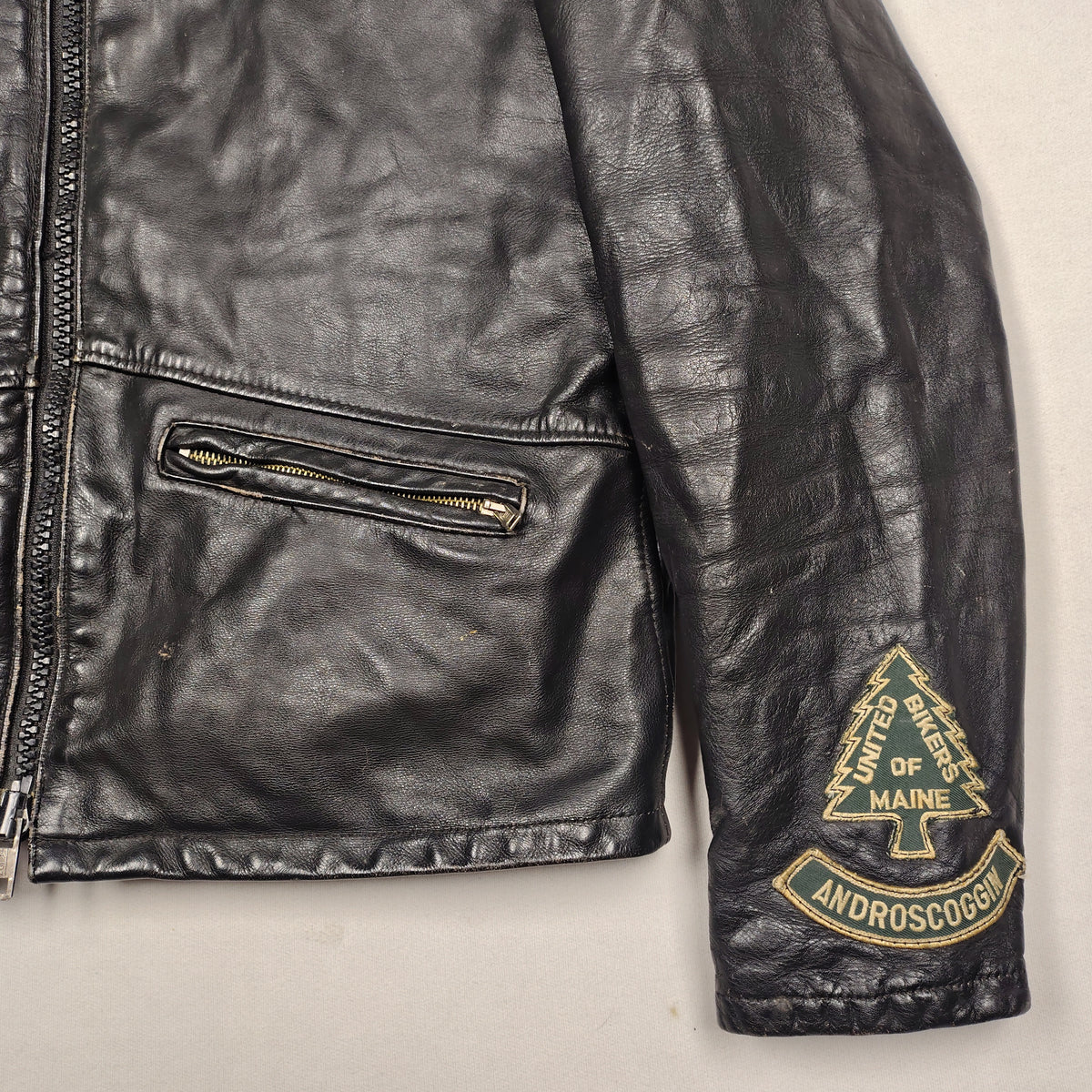 Taurus by Drospo Black Leather Moto Jacket – Sturgis & Harley Patches