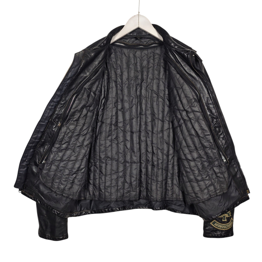 Taurus by Drospo Black Leather Moto Jacket – Sturgis & Harley Patches