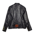 Taurus by Drospo Black Leather Moto Jacket – Sturgis & Harley Patches