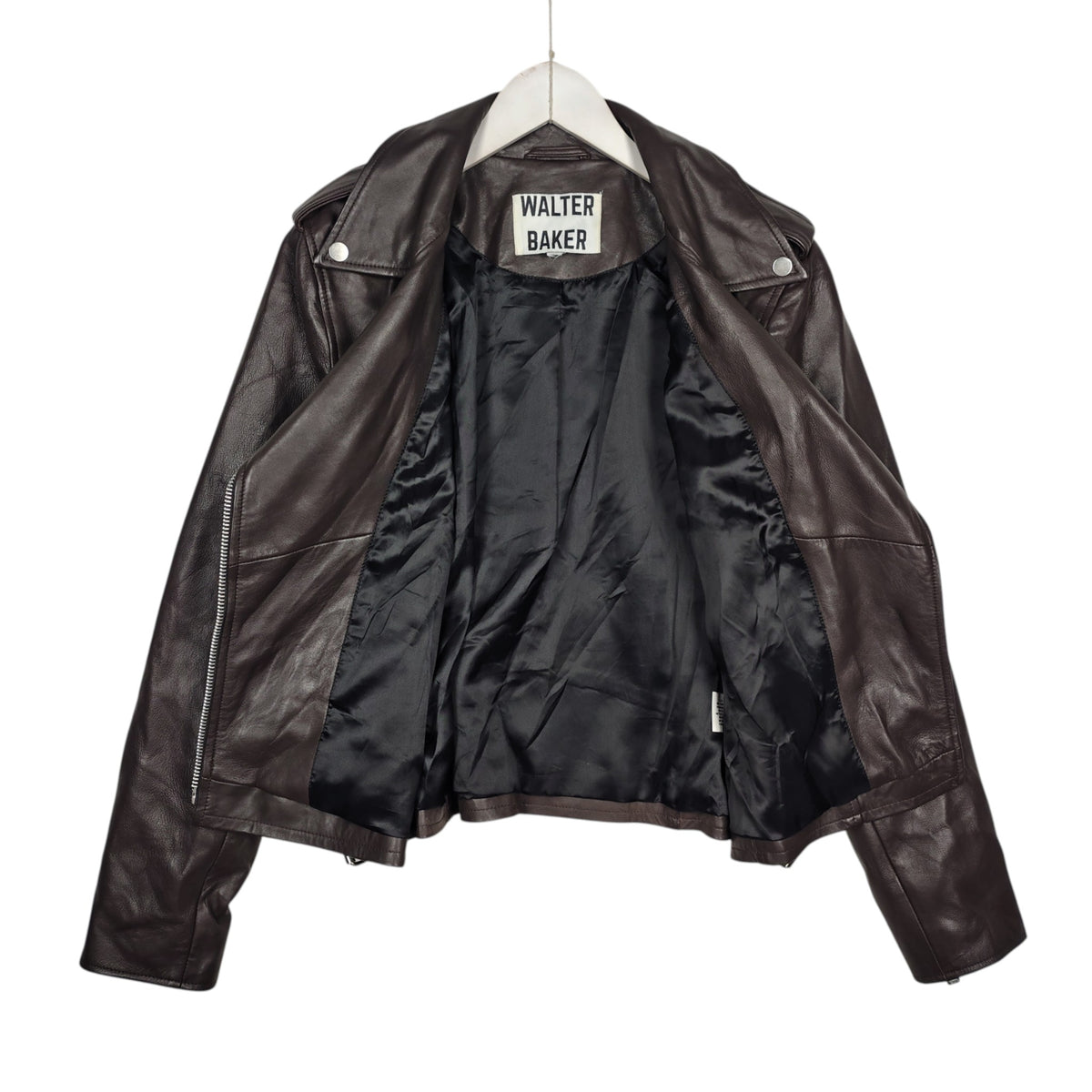 Walter Baker Chocolate Brown Lamb Leather Moto Jacket