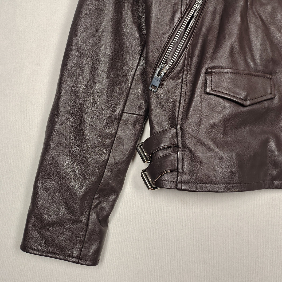 Walter Baker Chocolate Brown Lamb Leather Moto Jacket