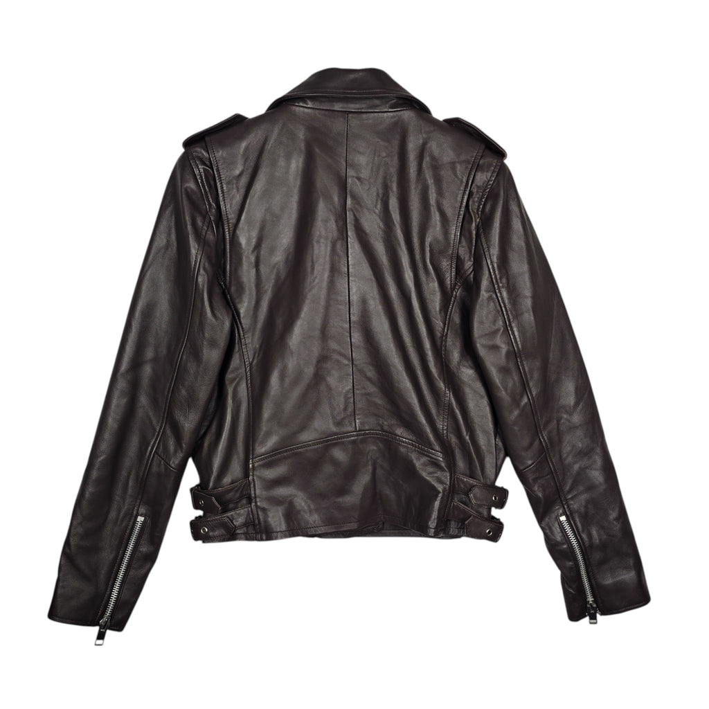 Walter Baker Chocolate Brown Lamb Leather Moto Jacket