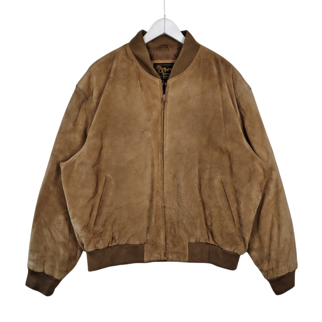 Reed Sportswear Tan Suede Leather Bomber Jacket – Men’s XL