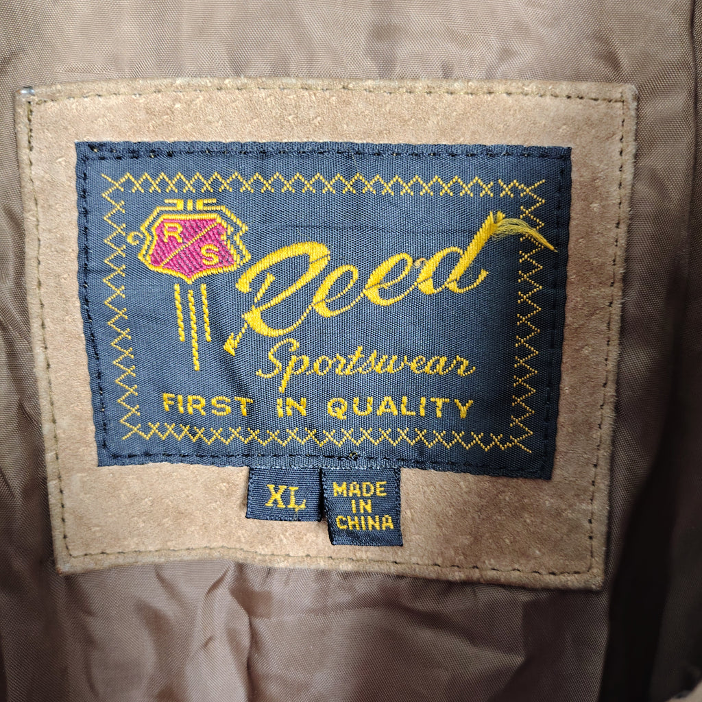 Reed Sportswear Tan Suede Leather Bomber Jacket – Men’s XL