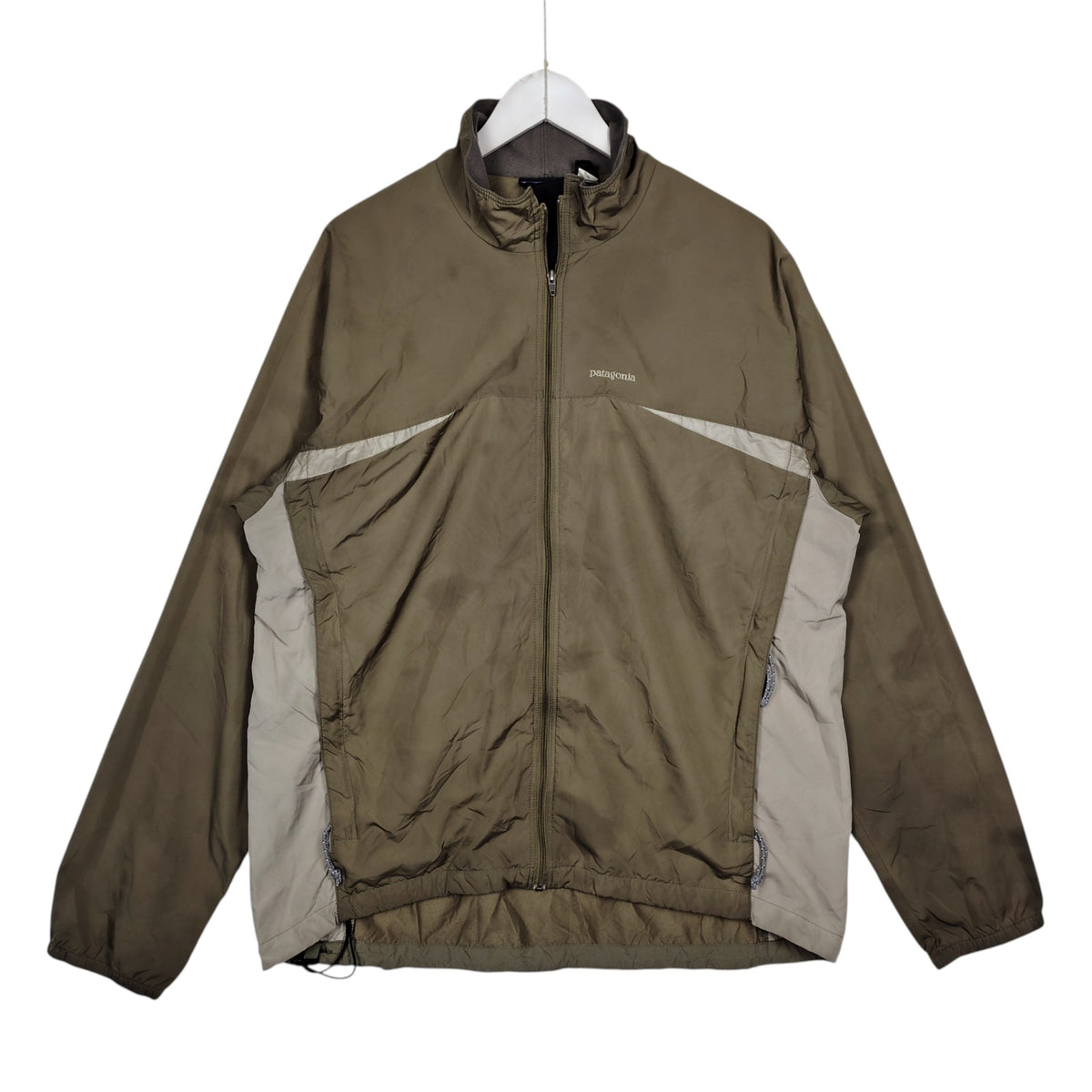 Patagonia Olive & Beige Colorblock Full-Zip Windbreaker – XL