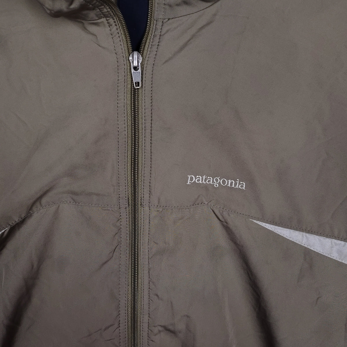 Patagonia Olive & Beige Colorblock Full-Zip Windbreaker – XL
