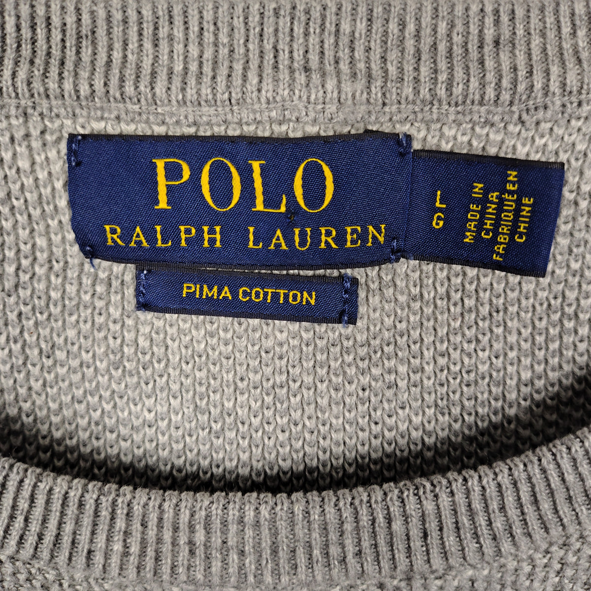 Polo Ralph Lauren Gray Pima Cotton Crewneck Sweater – Men’s Large