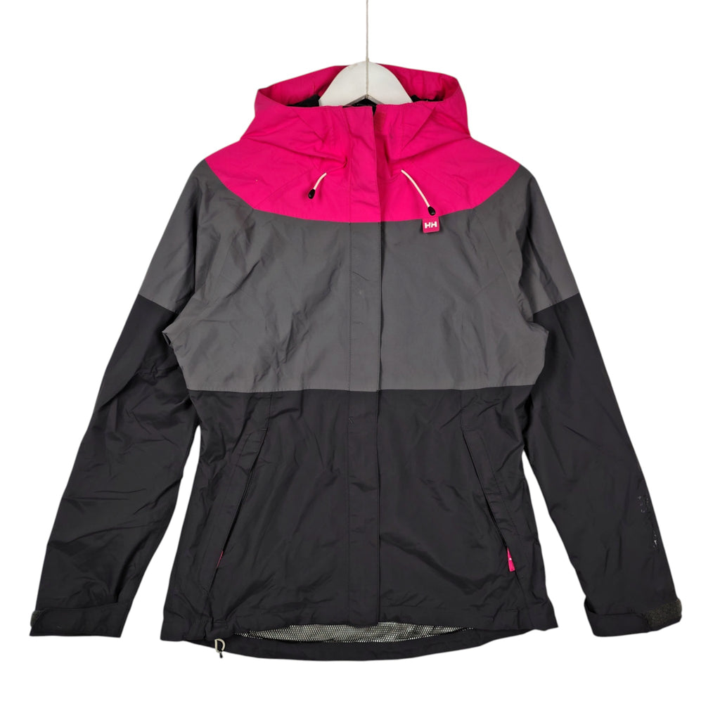 Helly Hansen Pink Gray & Black Hooded Rain Jacket – Women’s Medium