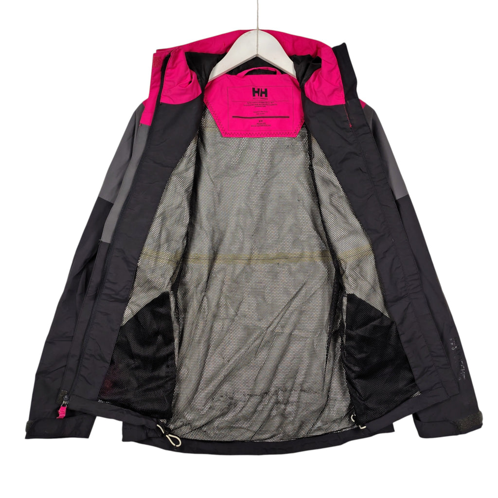 Helly Hansen Pink Gray & Black Hooded Rain Jacket – Women’s Medium