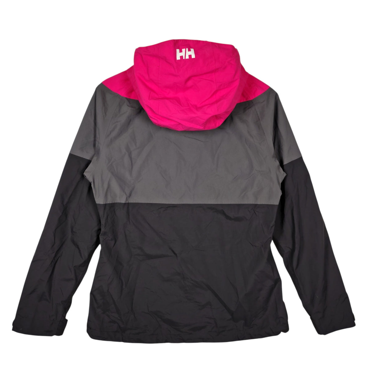 Helly Hansen Pink Gray & Black Hooded Rain Jacket – Women’s Medium
