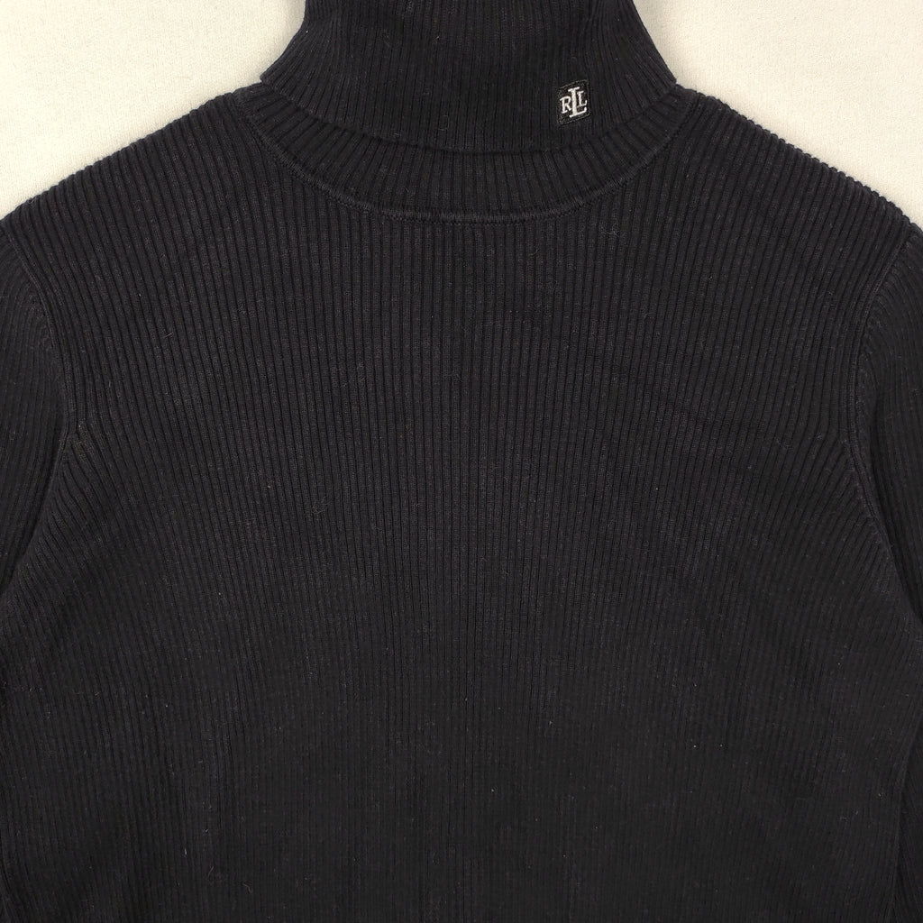 Lauren Ralph Lauren Ribbed Cotton Turtleneck Sweater – Black