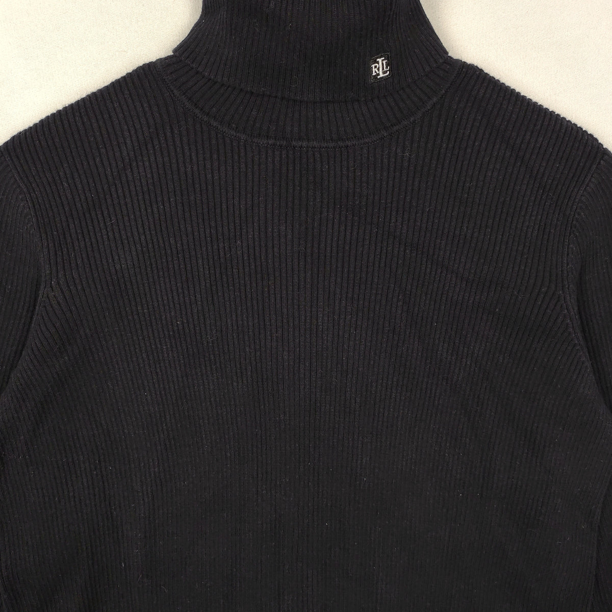 Lauren Ralph Lauren Ribbed Cotton Turtleneck Sweater – Black