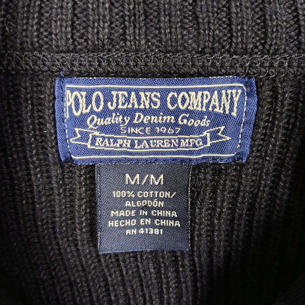 Polo Jeans Company Ralph Lauren Ribbed Quarter-Zip Sweater – Black