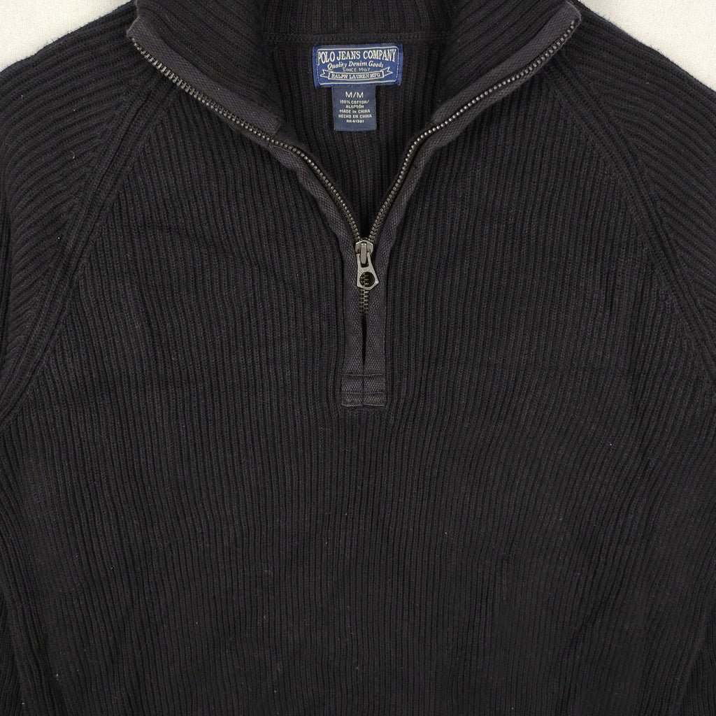 Polo Jeans Company Ralph Lauren Ribbed Quarter-Zip Sweater – Black