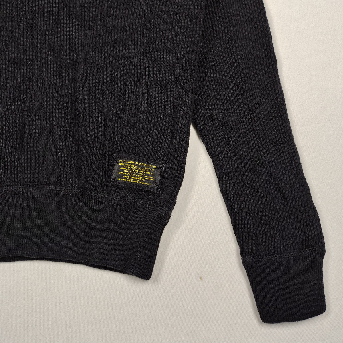 Polo Jeans Company Ralph Lauren Ribbed Quarter-Zip Sweater – Black