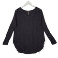 Free People Cable Knit V-Neck Sweater – Charcoal Gray