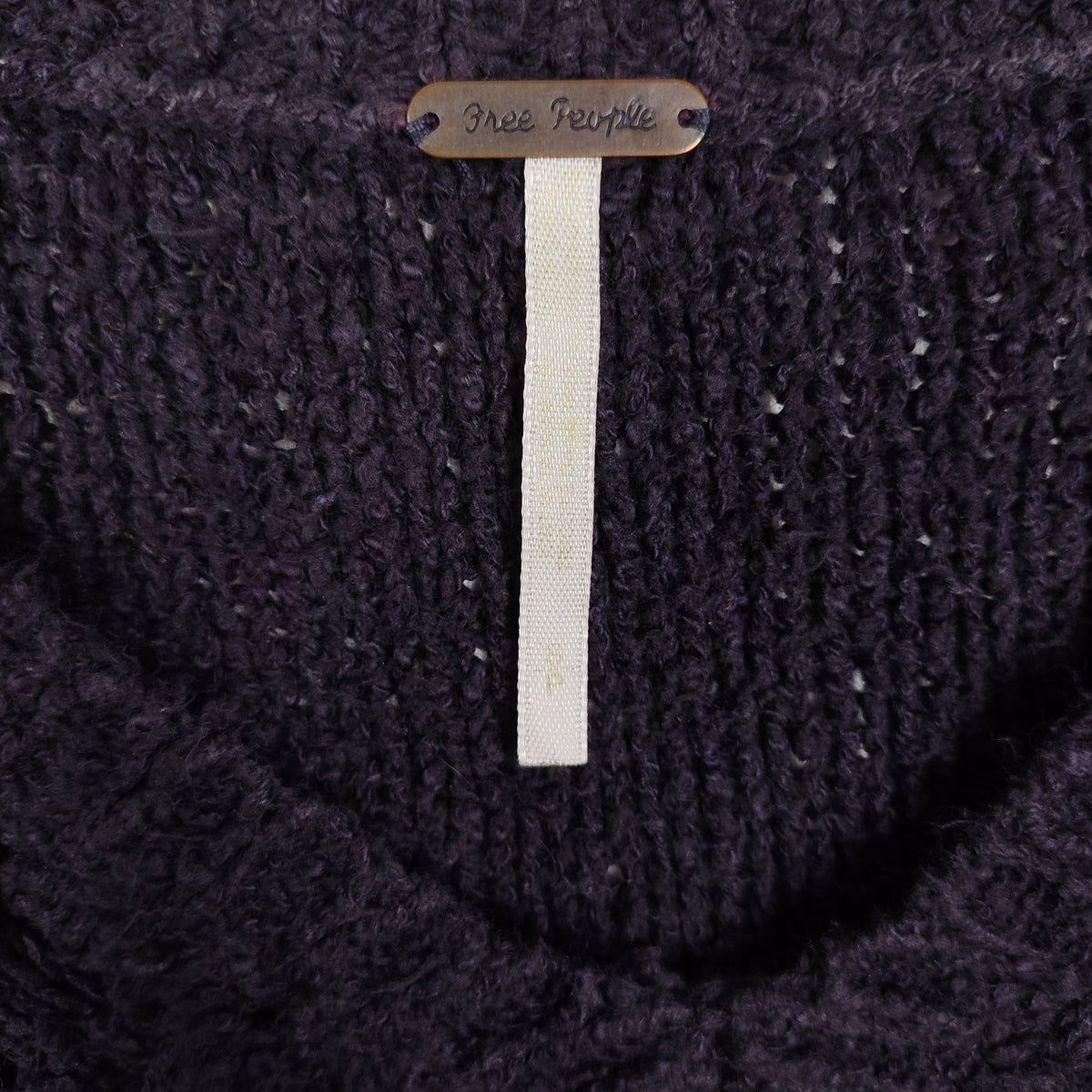 Free People Cable Knit V-Neck Sweater – Charcoal Gray