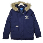 Adidas Originals Navy Hooded Parka with Fur Trim – Small