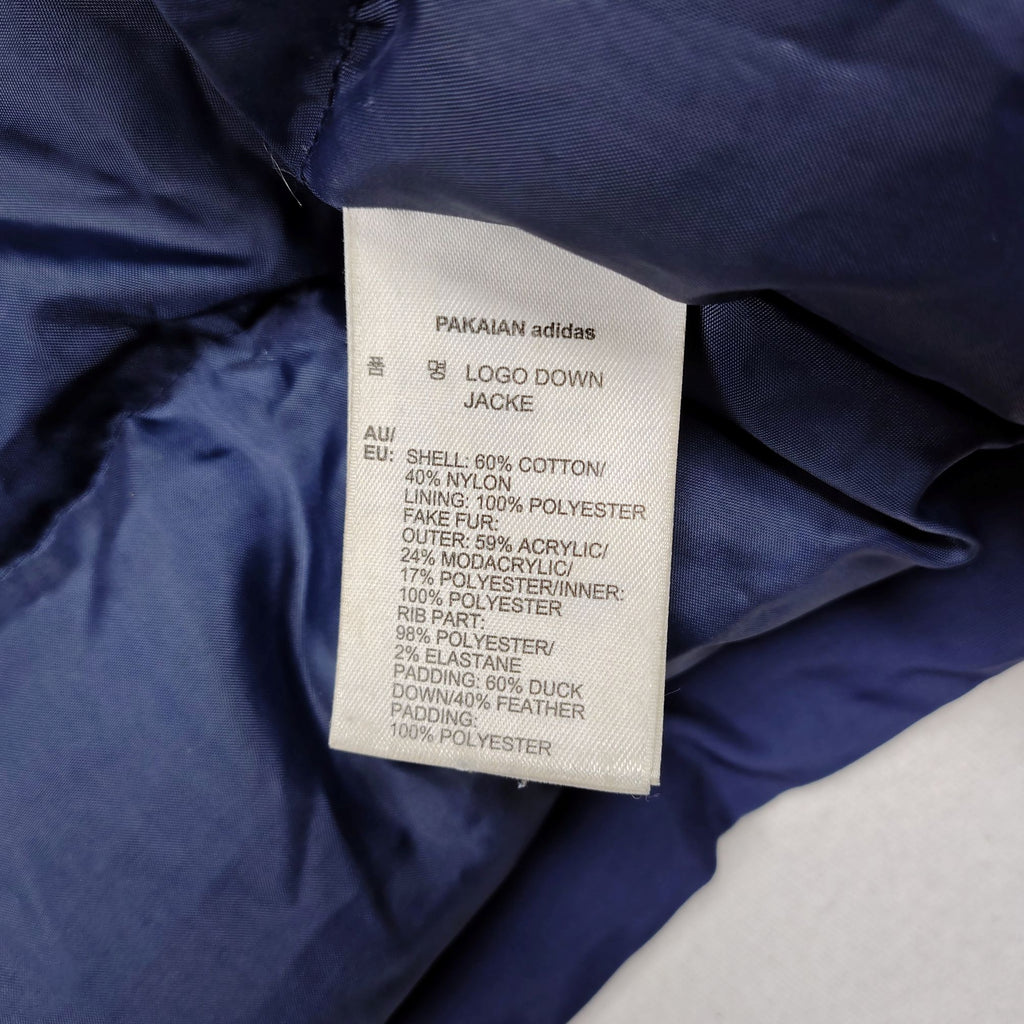 Adidas Originals Navy Hooded Parka with Fur Trim – Small