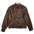 Brown Genuine Leather Raglan Bomber Jacket – Size 44
