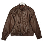 Brown Genuine Leather Raglan Bomber Jacket – Size 44