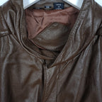 Brown Genuine Leather Raglan Bomber Jacket – Size 44