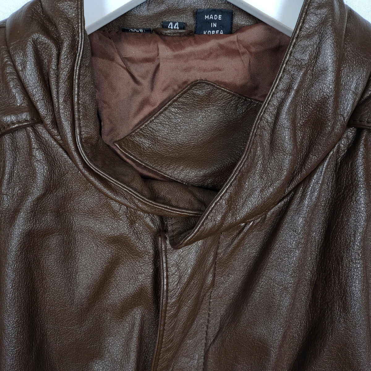 Brown Genuine Leather Raglan Bomber Jacket – Size 44