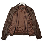 Brown Genuine Leather Raglan Bomber Jacket – Size 44