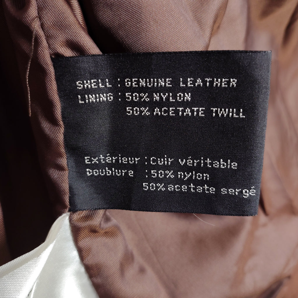 Brown Genuine Leather Raglan Bomber Jacket – Size 44