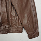 Brown Genuine Leather Raglan Bomber Jacket – Size 44