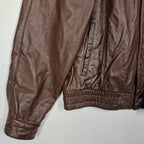 Brown Genuine Leather Raglan Bomber Jacket – Size 44
