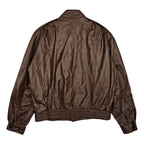 Brown Genuine Leather Raglan Bomber Jacket – Size 44