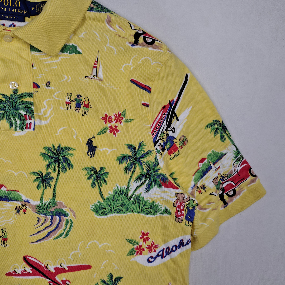 Polo Ralph Lauren Aloha Bear Hawaiian Print Polo Shirt Men’s Medium
