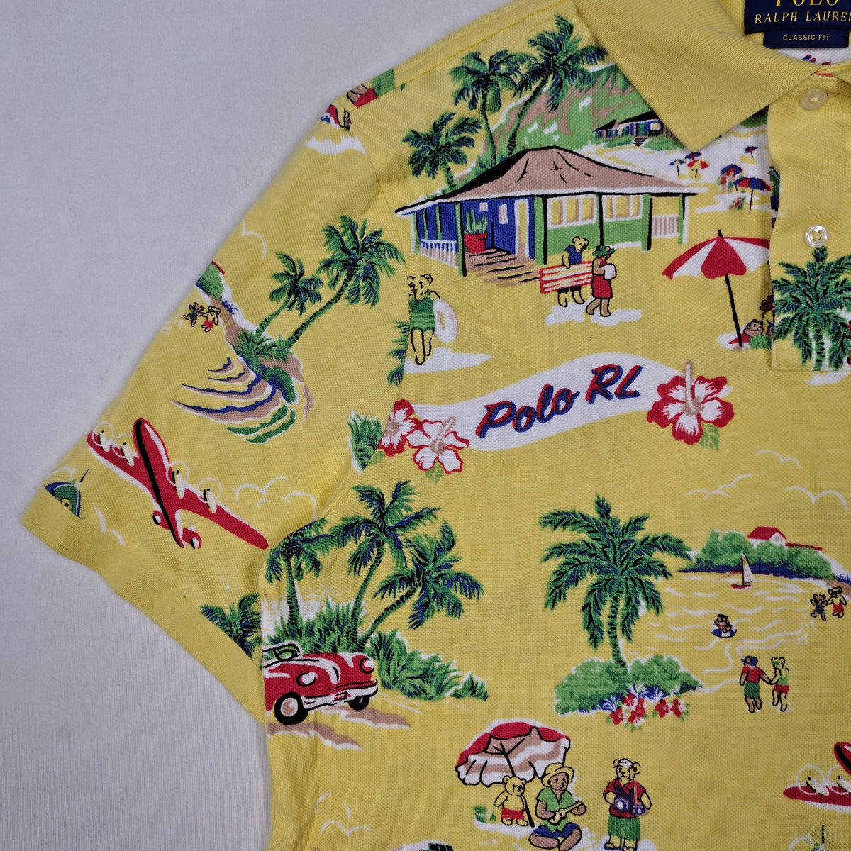 Polo Ralph Lauren Aloha Bear Hawaiian Print Polo Shirt Men’s Medium