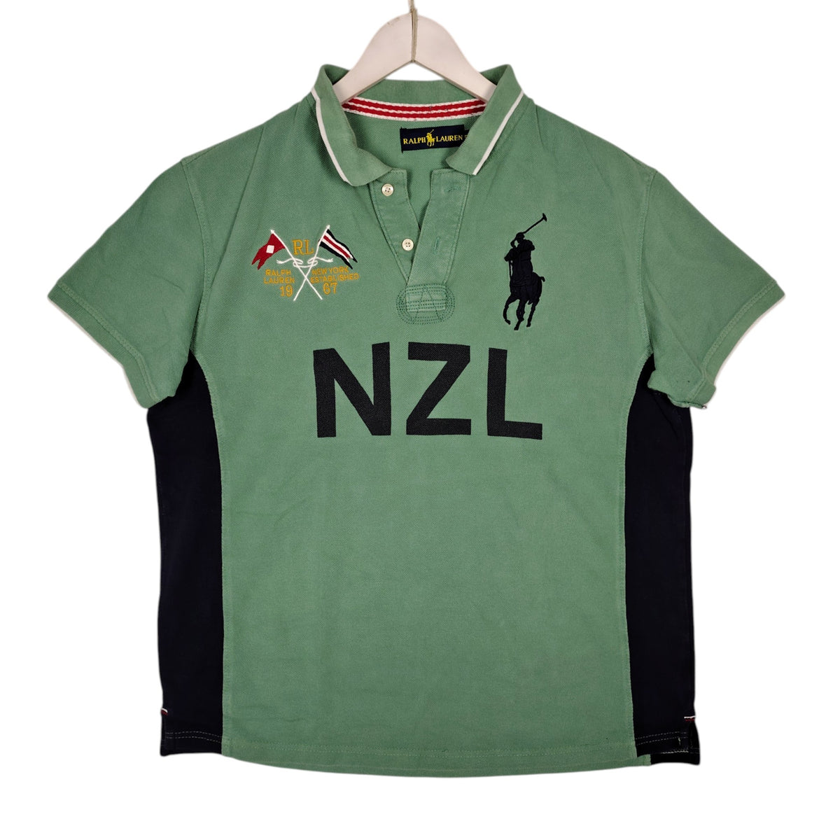 Ralph Lauren NZL Big Pony Polo Shirt – Sage Green & Navy
