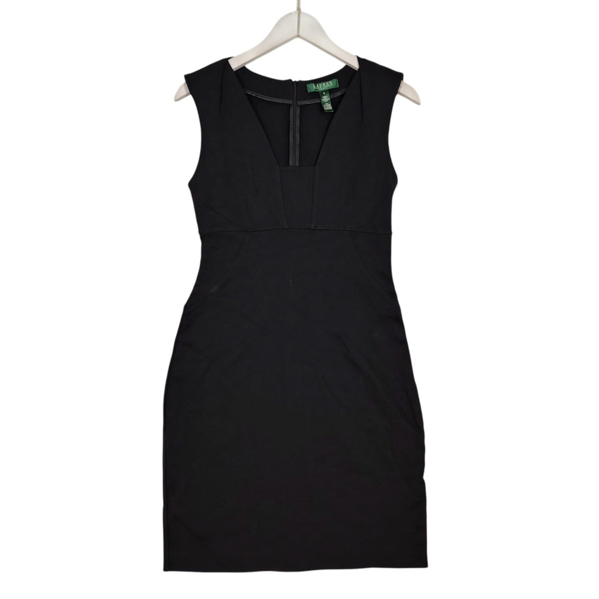 Lauren Ralph Lauren Sleeveless V-Neck Sheath Dress – Black