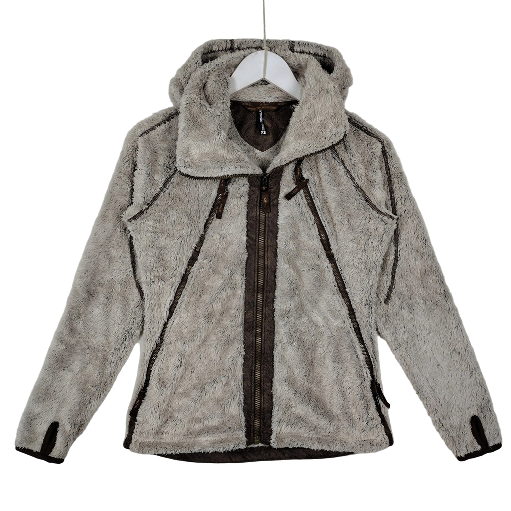 KÜHL Flight Hooded Fleece Jacket Women’s XS Gray Brown Full Zip