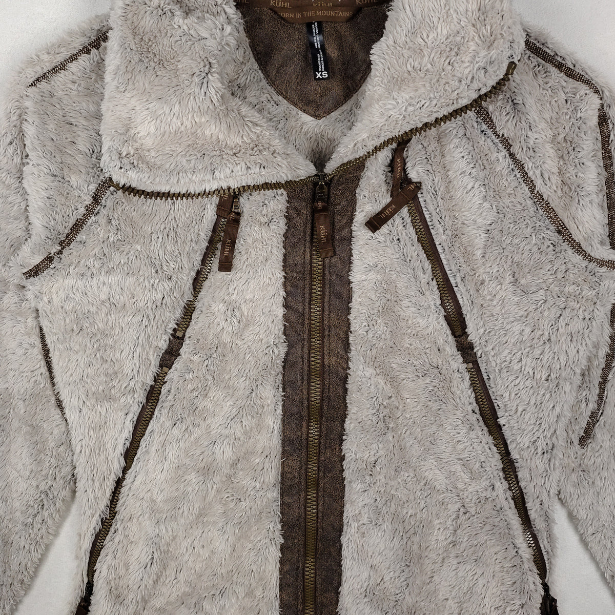 KÜHL Flight Hooded Fleece Jacket Women’s XS Gray Brown Full Zip