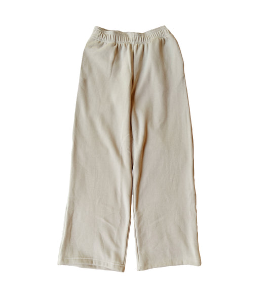 Cream Sponge Fleece Wide Leg Sweatpants