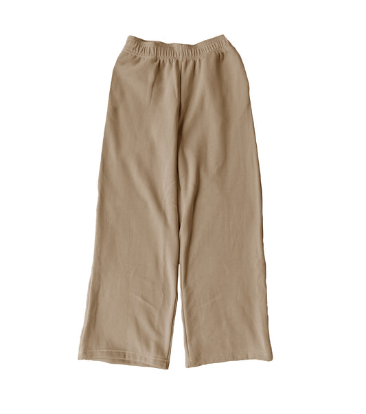 Khaki Sponge Fleece Wide Leg Sweatpants