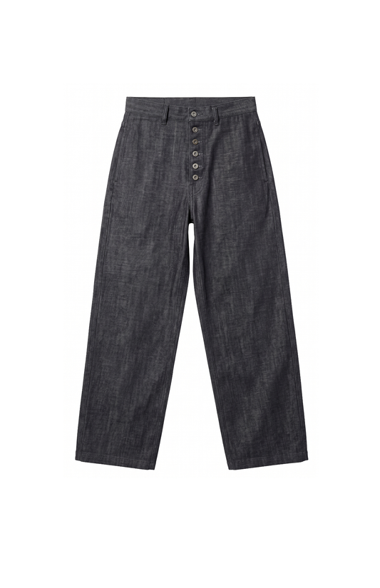 High-Rise Wide-Leg Denim Trousers