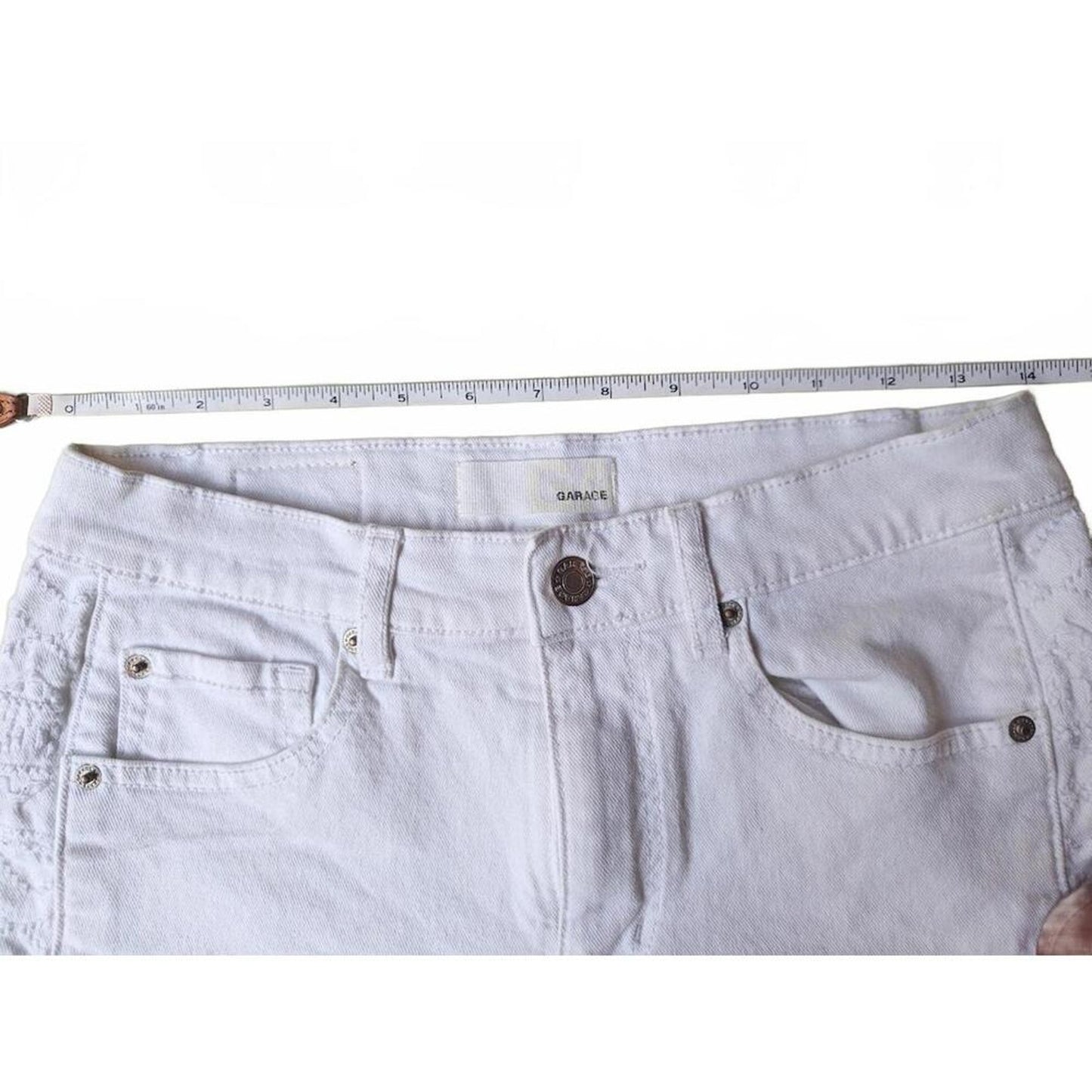 Garage White Retro High Rise Denim Shorts