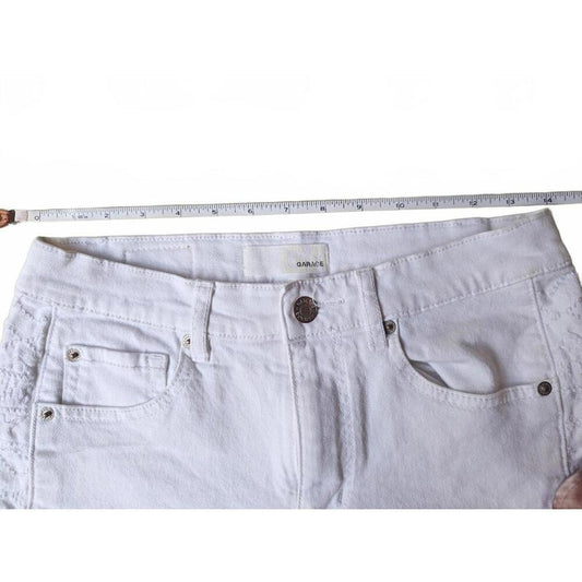 Garage White Retro High Rise Denim Shorts