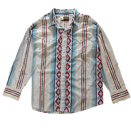 Western Snap Shirt with Aztec Stripe