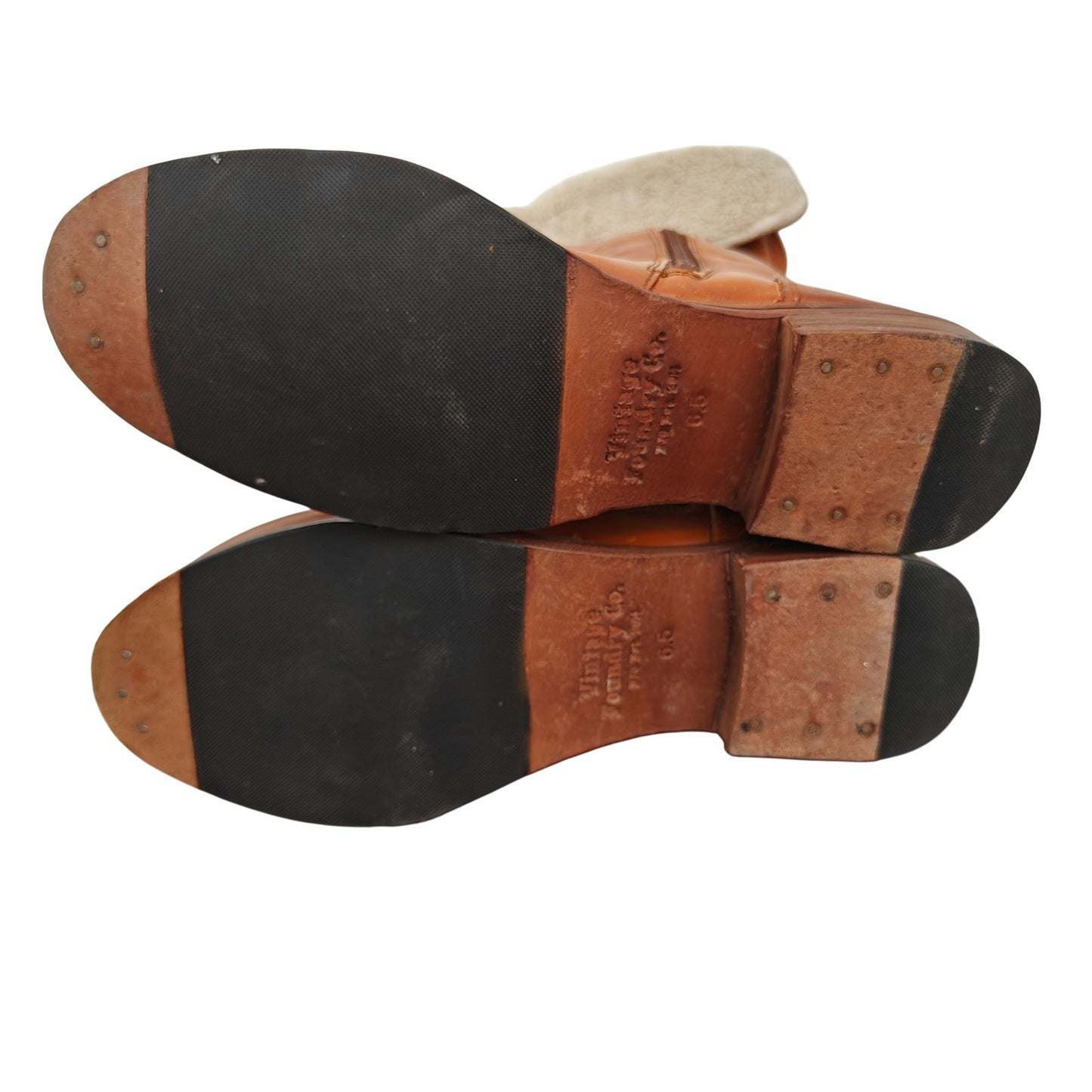 Tan Leather Riding Boots With Sherpa Cuff