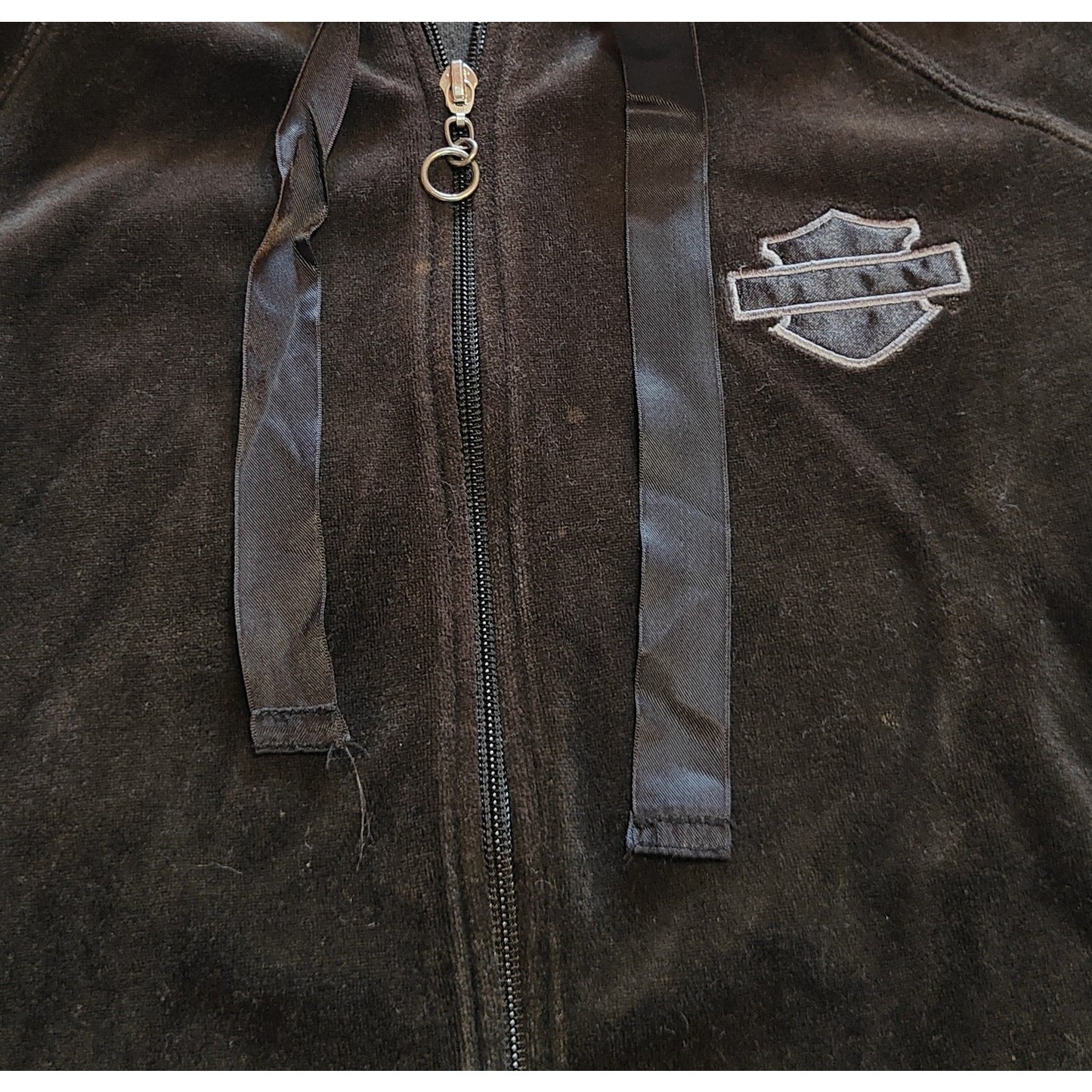Black Velour Zip Hoodie