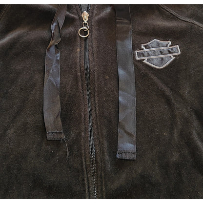 Black Velour Zip Hoodie