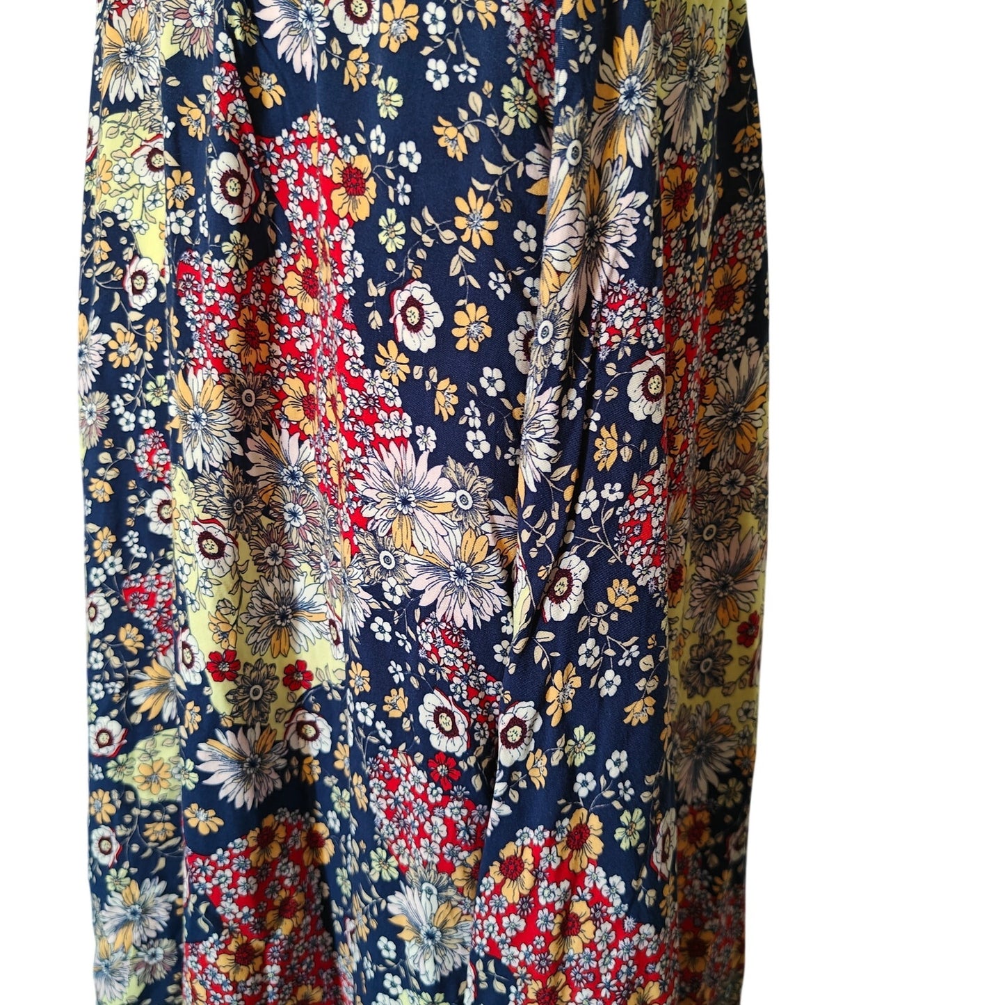 89th Madison Floral Midi Skirt Navy Boho Flowy Elastic Waist Women M