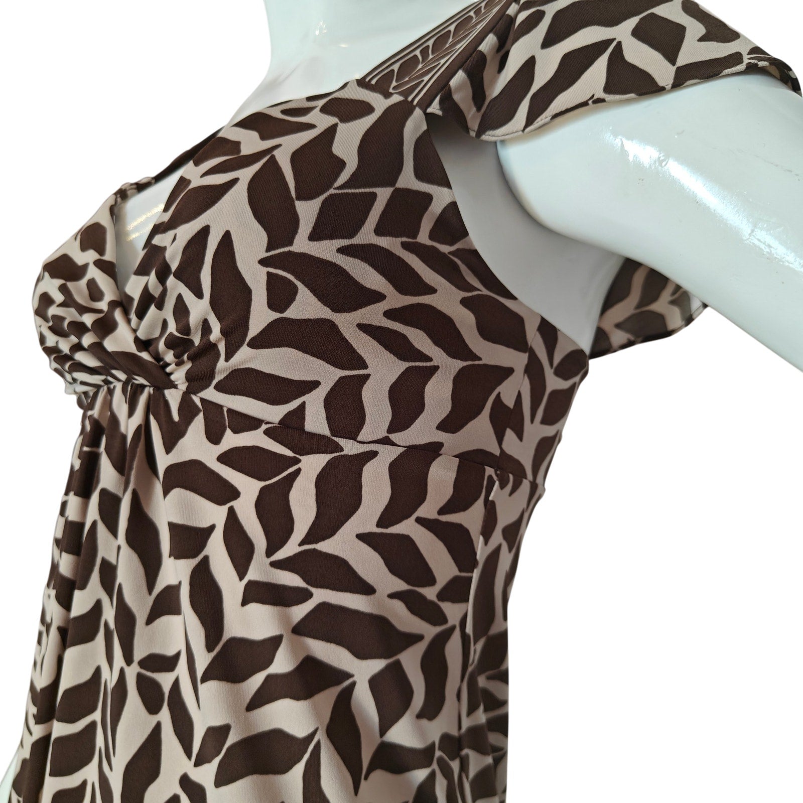 Brown Print Off the Shoulder Mini Dress